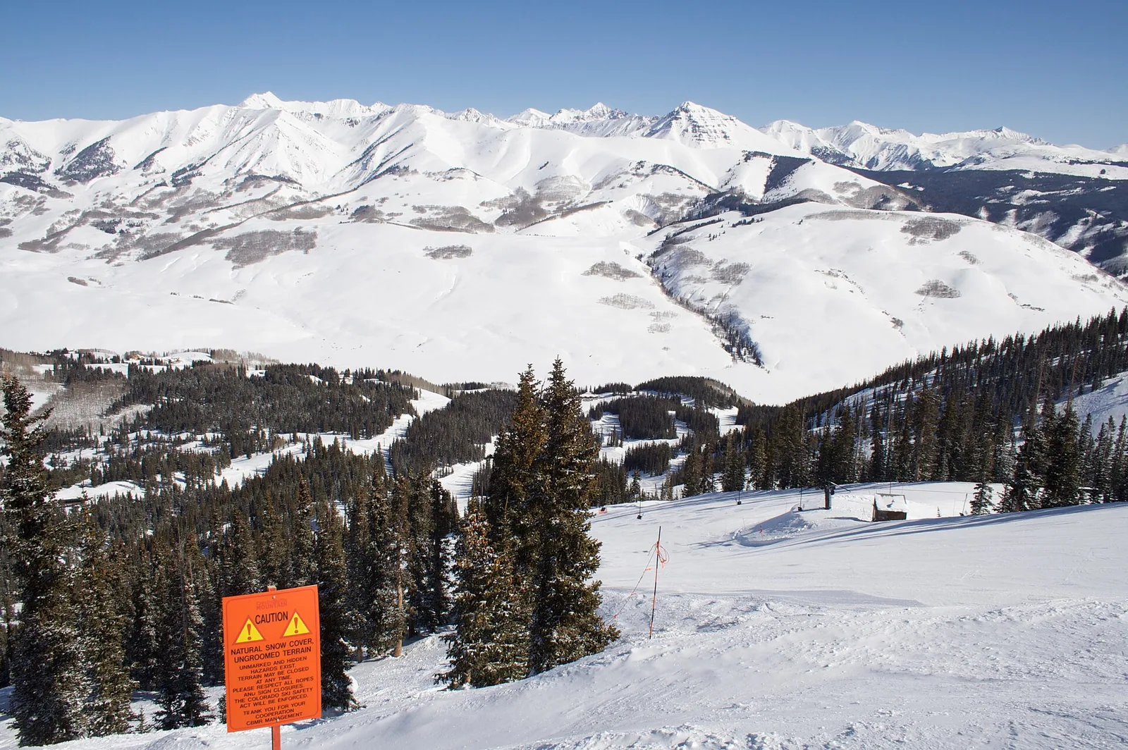 Crested Butte Mountain Resort caution sign