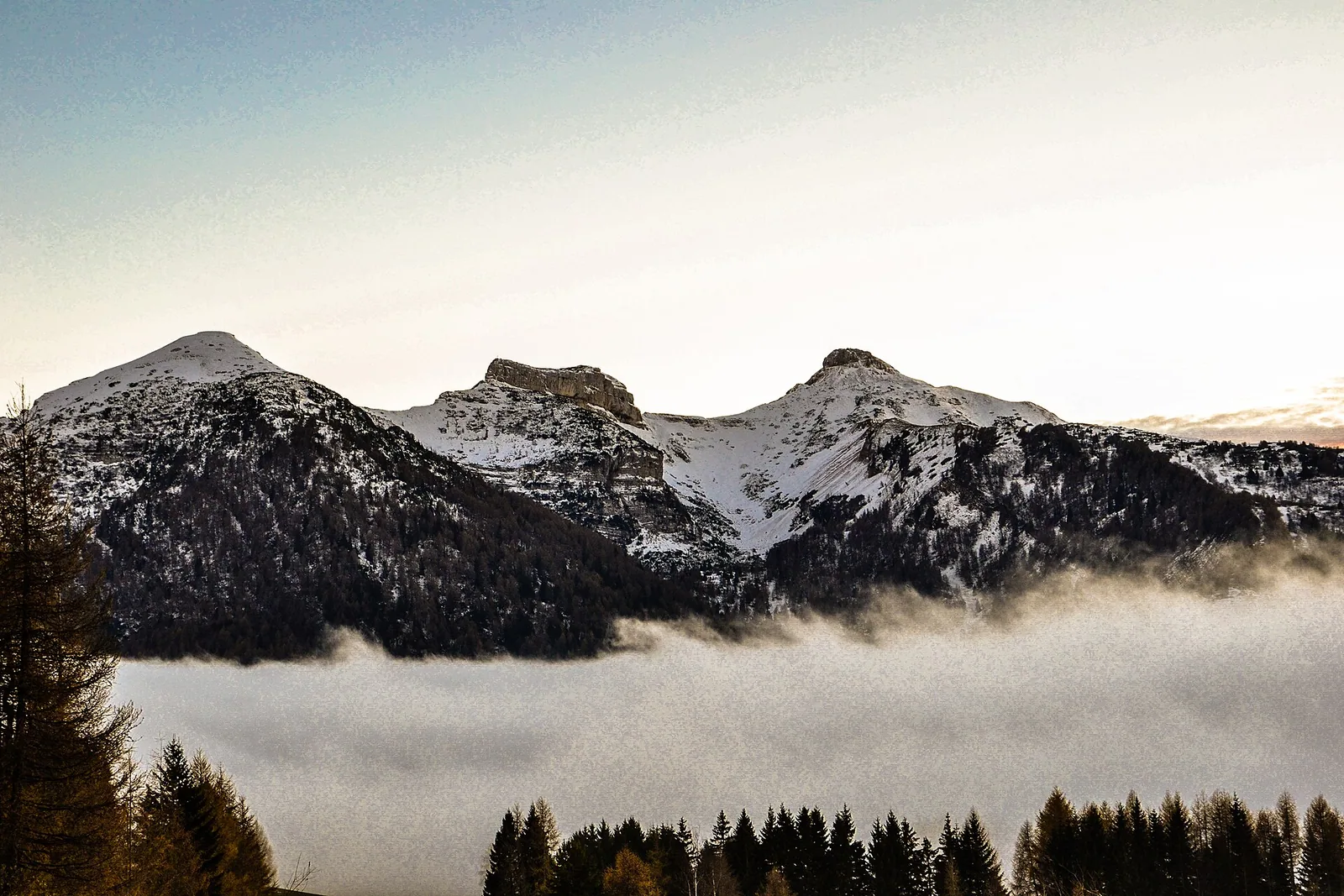 Le Tre cime del Monte Bondone in inverno