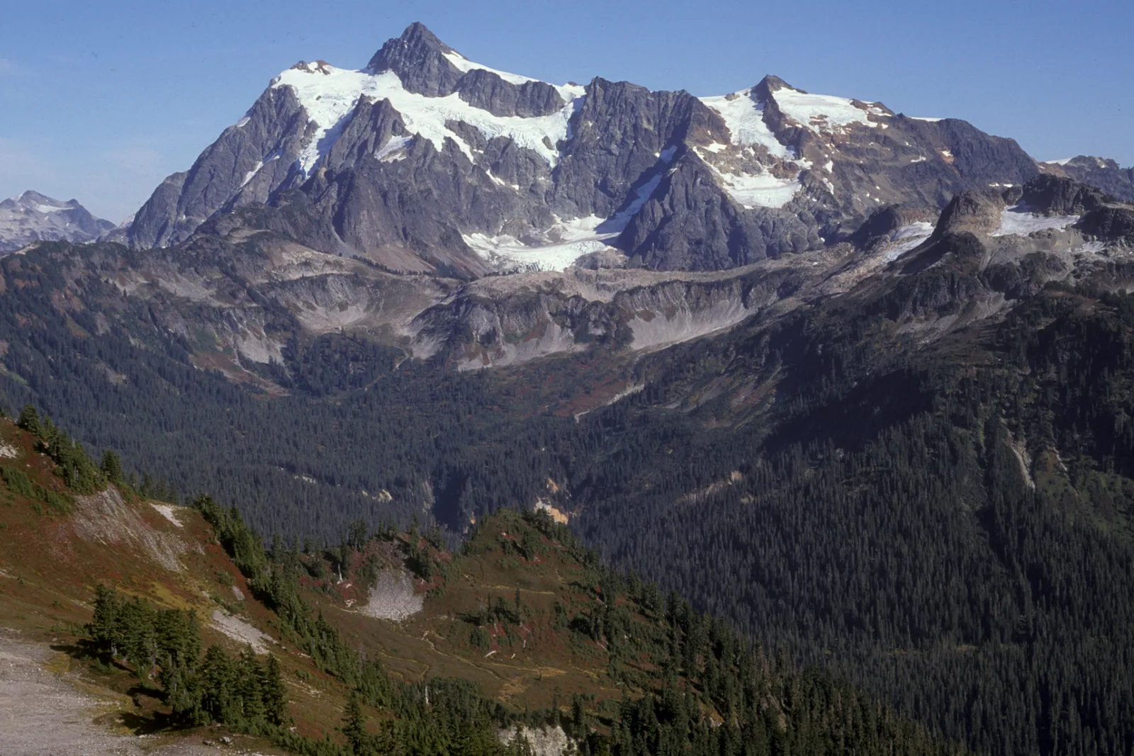 Mt Shuksan from Mt Baker Ski Area, Mt Baker Snoqualmie National Forest (23905890946)