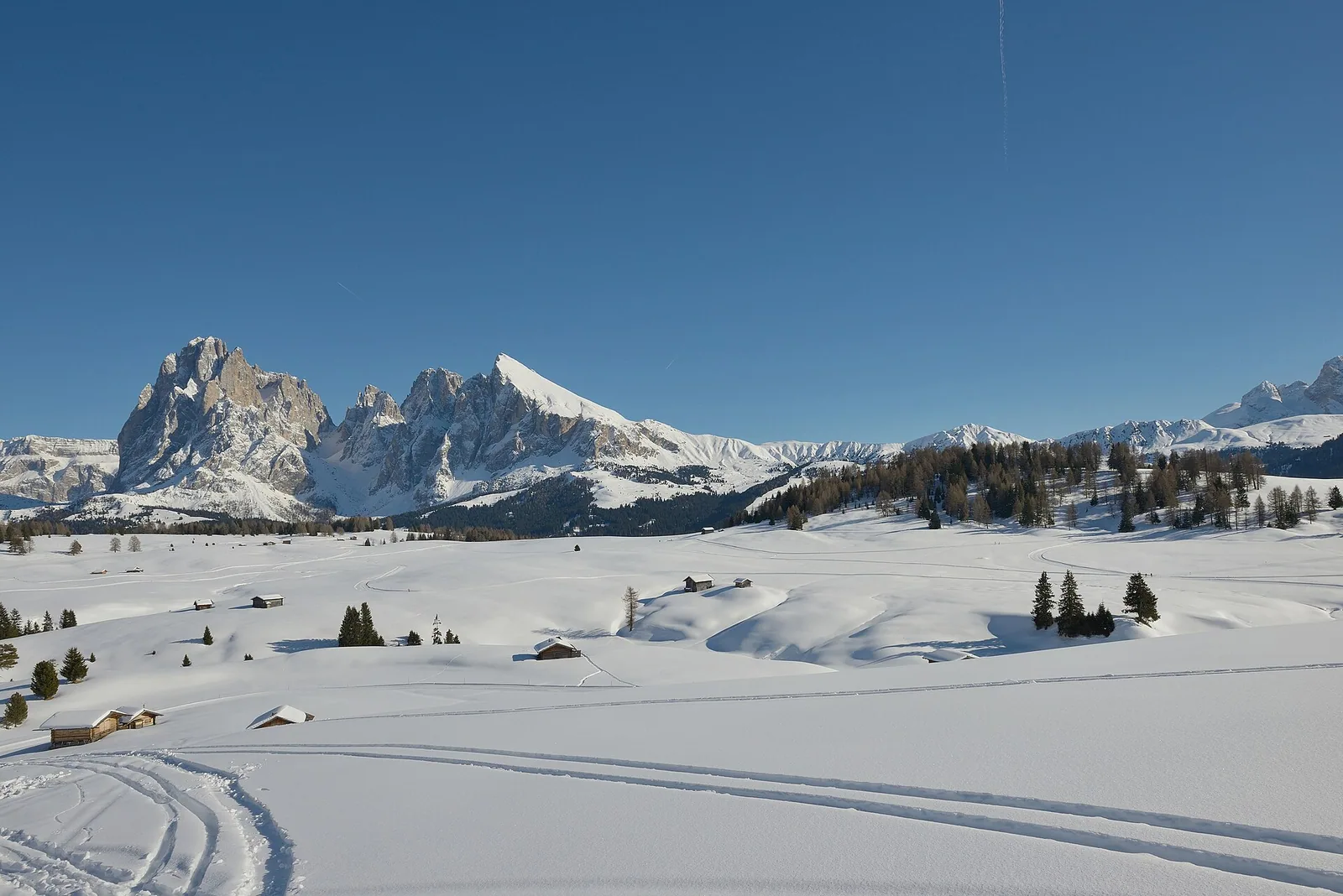 Seiseralm Langkofelgruppe und Roßzähne im Winter